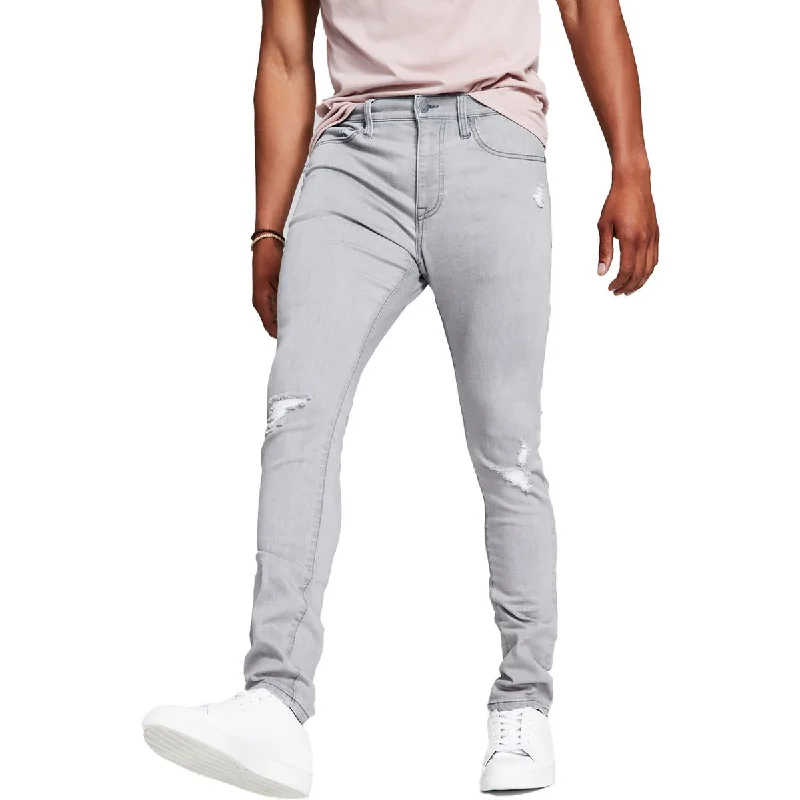 Zipper Fly Jeans for Convenience -And Now This Mens Nassau Distressed Stretch Skinny Jeans