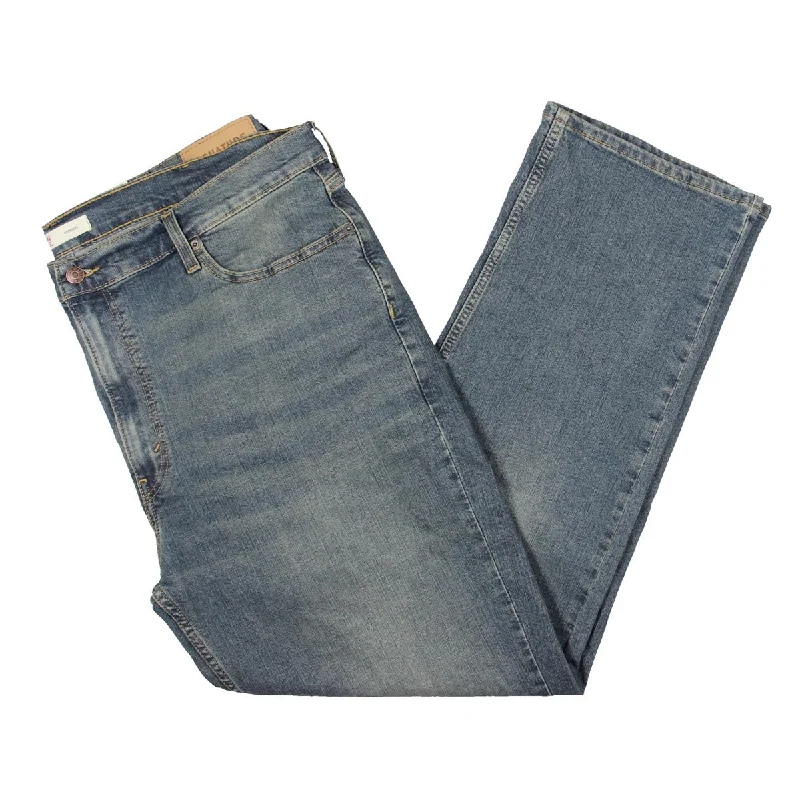 Stonewashed Jeans for Softness -Signature by Levi Strauss & Co. Mens Demin Faded Straight Leg Jeans