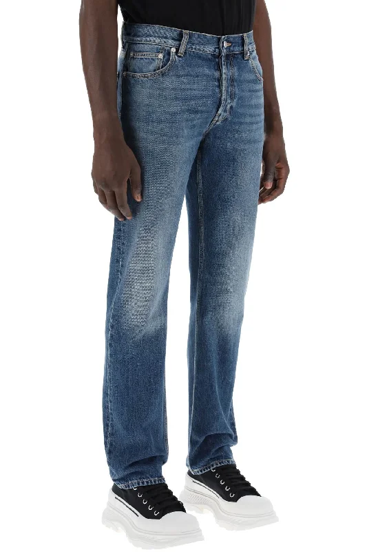 Club Jeans for Social -Alexander Mcqueen Straight Leg Jeans With Faux Pocket On The Back.