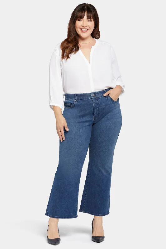 Metal Button Jeans for Classic -Waist-match™ Relaxed Flared Jeans In Plus Size - Rendezvous