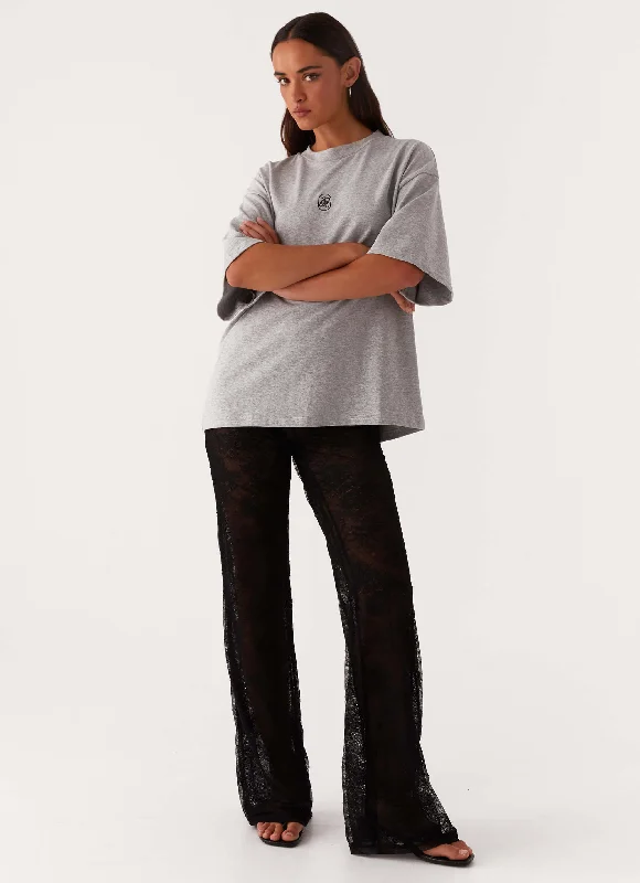 Relaxed fit pants for laid-back comfort wear -Paige Lace Pants - Black