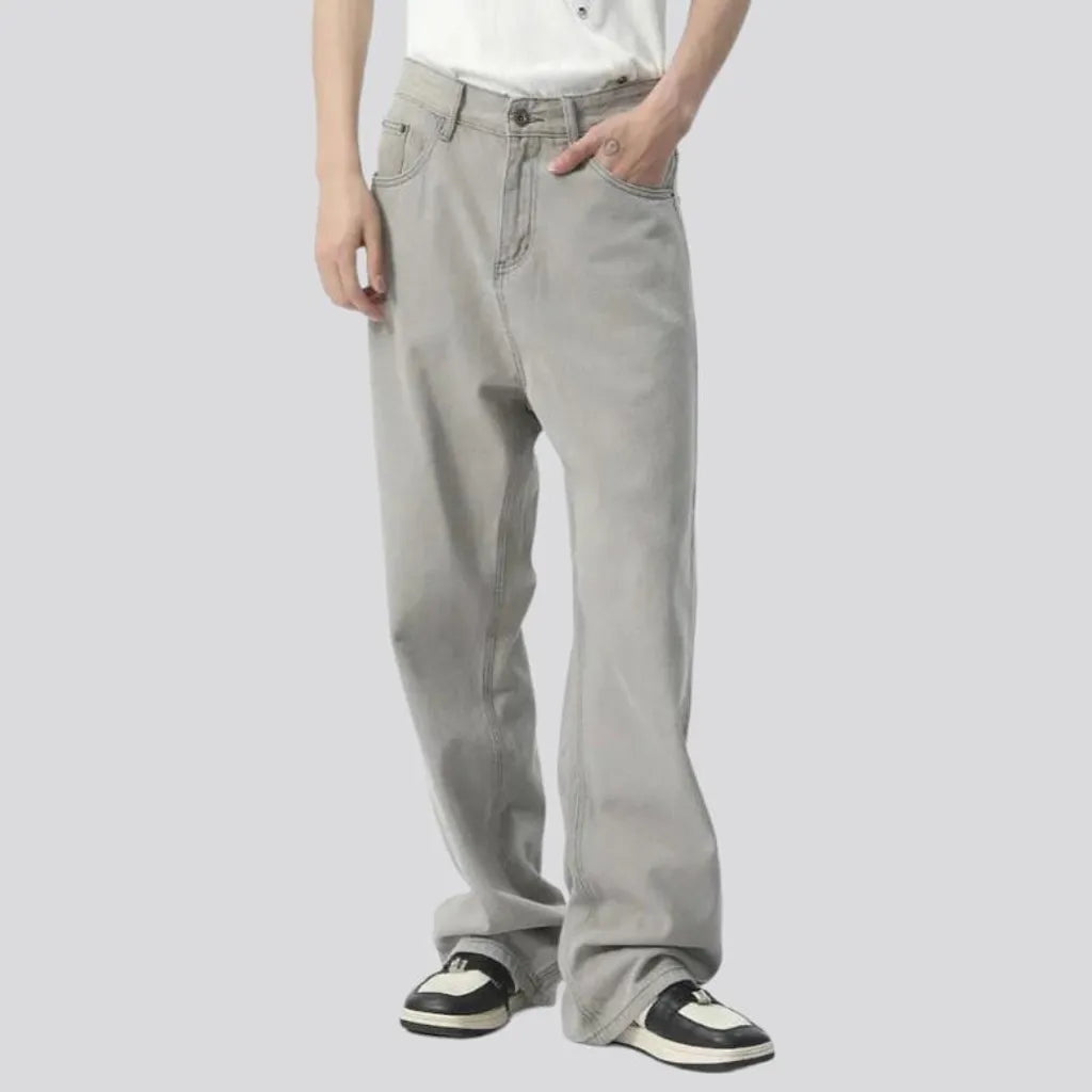 Button Fly Jeans for Traditional -Light-grey men's baggy jeans