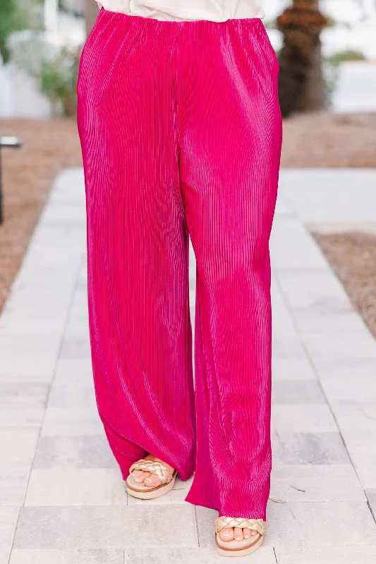 Warm flannel pants for chilly morning lounging -On My Heart Pants, Magenta