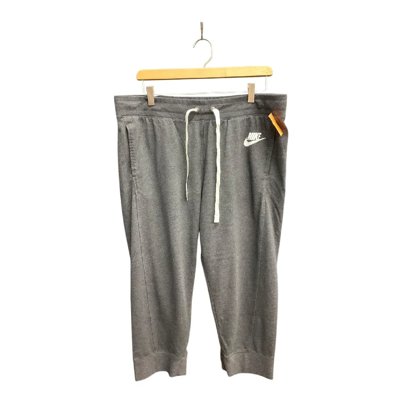 Vintage corduroy pants for retro style vibes -Athletic Pants By Nike Apparel In Grey, Size: Xl