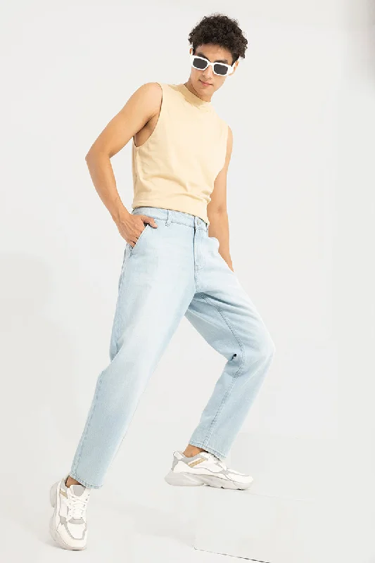 Work Jeans for Tough Jobs -Zappy Sky Blue Basic Baggy Jeans