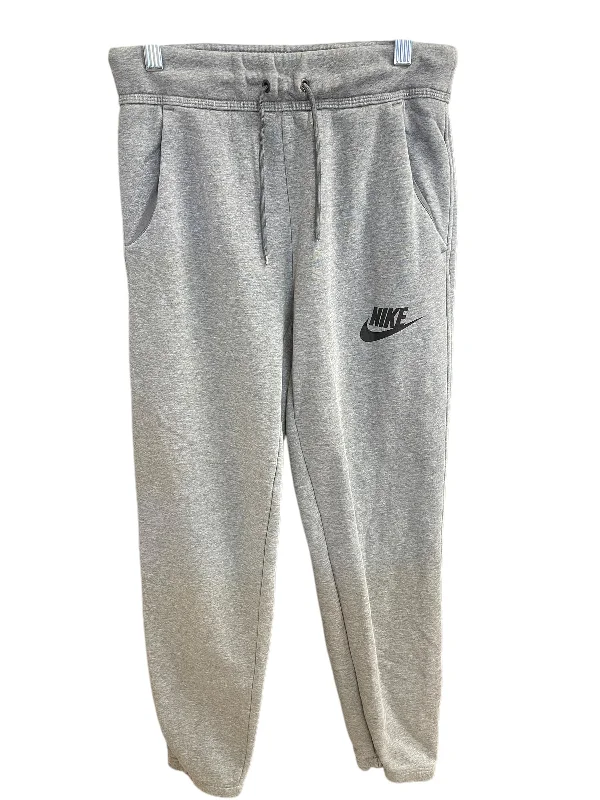 Flowy wide pants for artistic bohemian vibes -Athletic Pants By Nike In Grey, Size: S