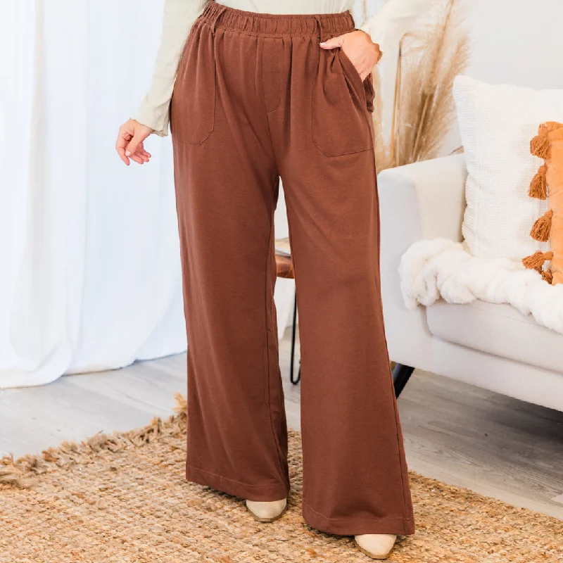 Stylish flare pants for retro party looks -As You Know Pants, Brown