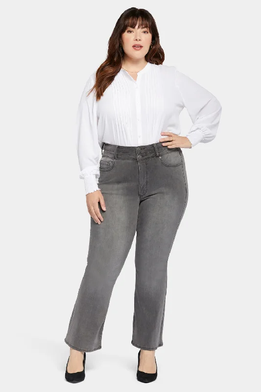 Button Fly Jeans for Traditional -Ava Flared Jeans In Plus Size - Smokey Mountain