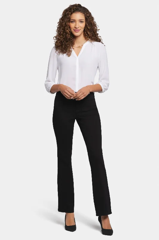 Leather Trim Jeans for Luxury -Blake Slim Flared Jeans In Petite - Black