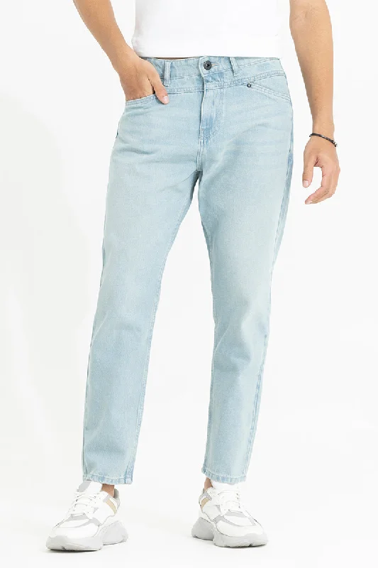 Painted Back Pocket Jeans for Artistic -Waggish Sky Blue Baggy Jeans