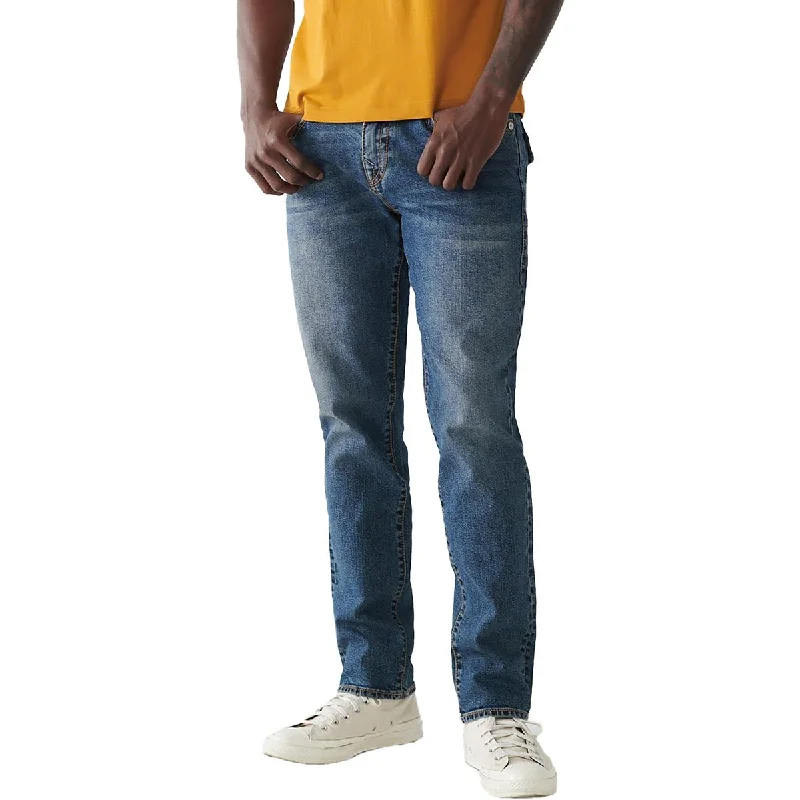 Cropped Jeans for Summer Look -True Religion Mens Geno Relaxed Medium Wash Slim Jeans