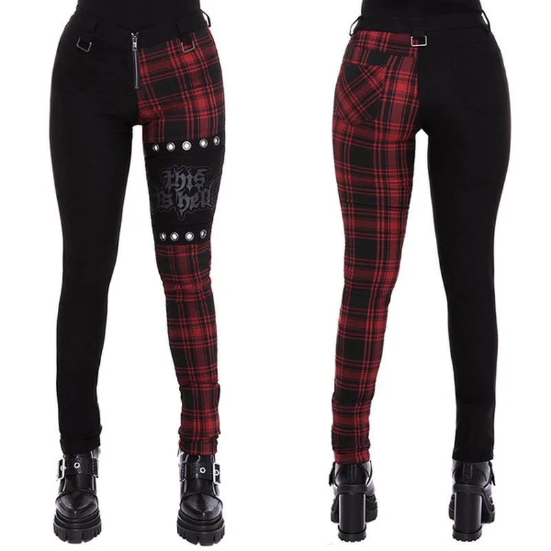 Quick-dry pants for active sports enthusiasts -Plaid High Waist Pants Women