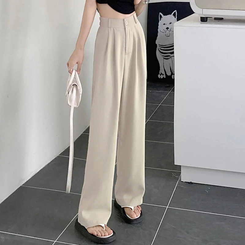 Elegant palazzo pants for formal party outfits -Straight Wide Leg Women's Pants