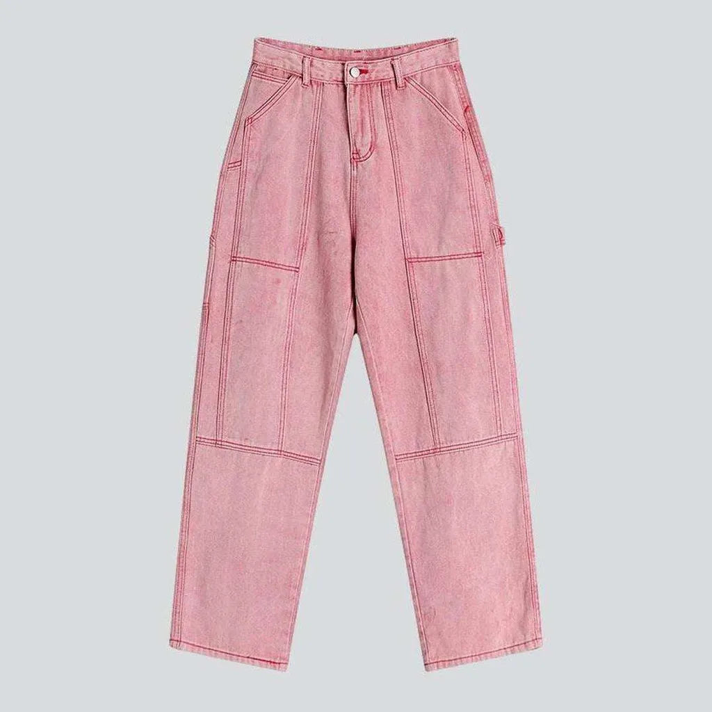 Father's Day Jeans for Present -Vintage pink women's baggy jeans