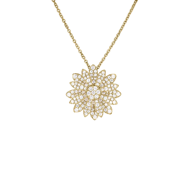 Stunning necklaces and pendants with aquamarine stones for a serene effect-Roberto Coin Margherita Yellow Gold Diamond Flower Necklace