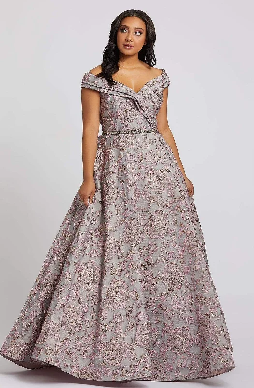 Plus size dresses with classic vibes never age -Mac Duggal Fabulouss - 77738F Embossed Floral Prints A-line Dress