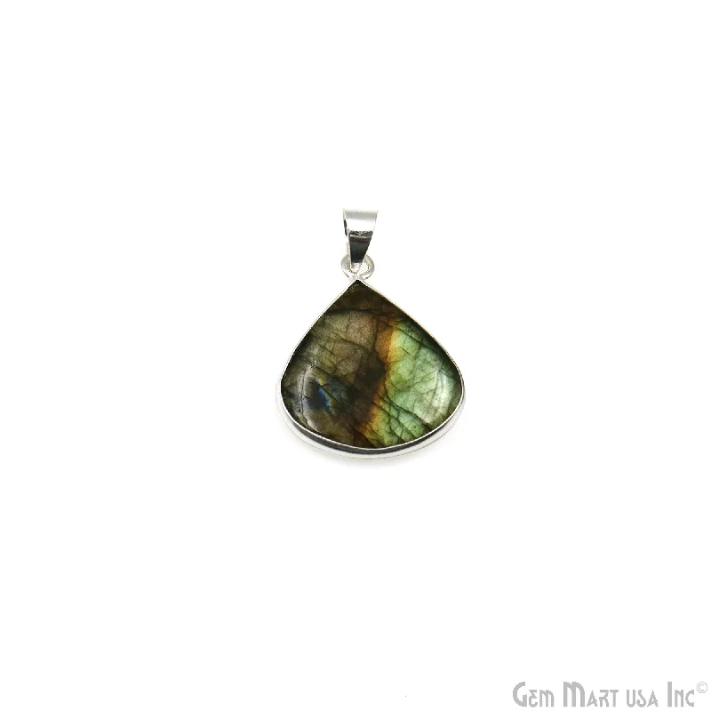 Necklaces and pendants with abstract shapes for a modern, creative appearance-Labradorite Gemstone Heart 28x24mm Sterling Silver Necklace Pendant 1PC