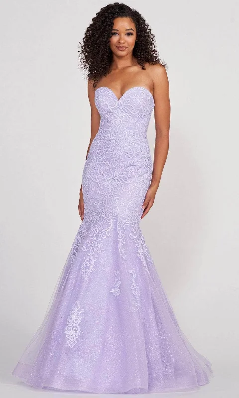 Plus size dresses with wide belts define waists -Colette for Mon Cheri CL2005 - Strapless Mermaid Prom Gown