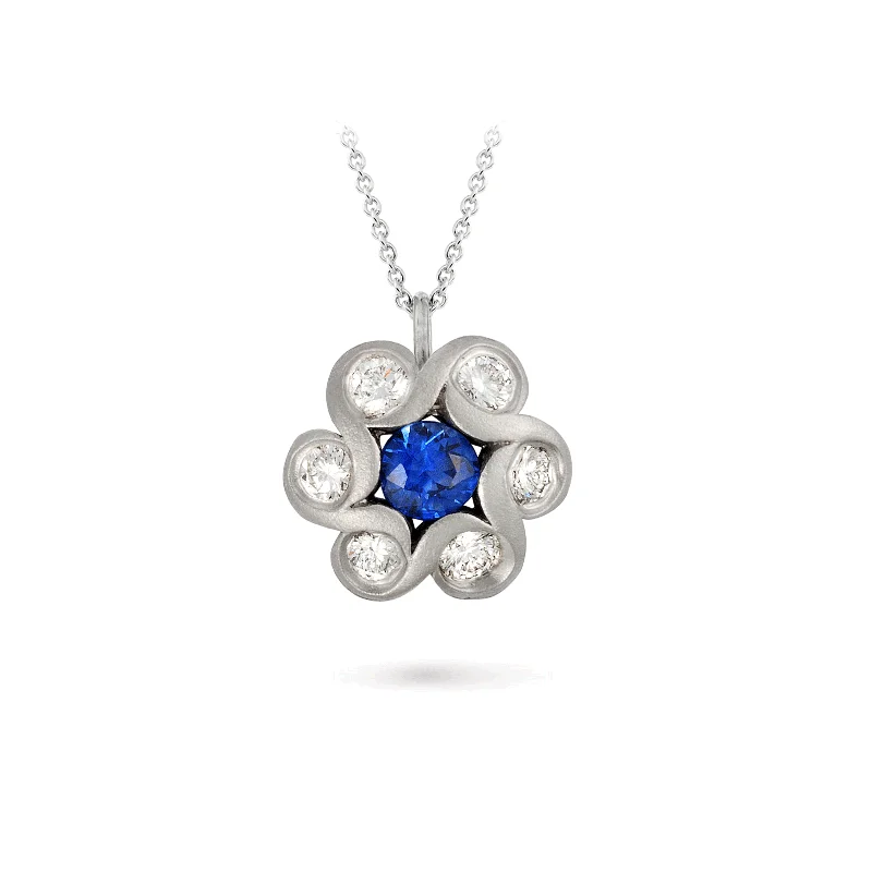 Best necklaces and pendants with art deco elements for a vintage, glamorous design-Contour Blue Sapphire and Diamond Whirlpool Pendant