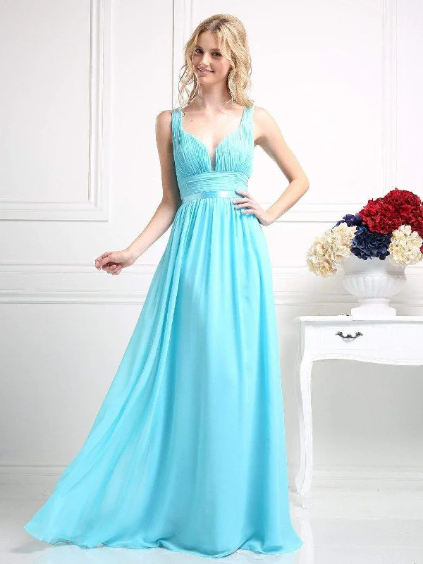 Plus size dresses for bold looks stand out -Cinderella Divine - 1972 Plunging Sweetheart Empire Chiffon Long Formal Dress