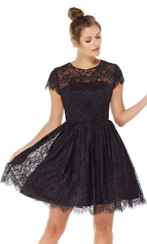 Plus size dresses featuring ombre effects look artsy -Alyce Paris - 3792 Fit and Flare Lace Overlay Cocktail Dress - 1 pc Black In Size 12 Available