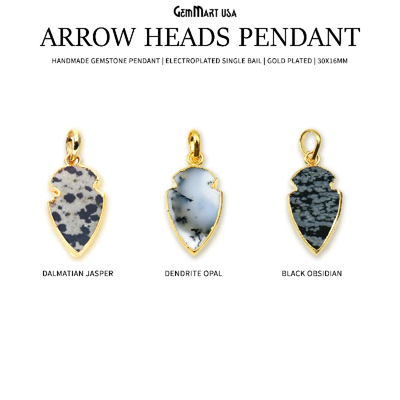 Best necklaces and pendants with sterling silver for an affordable yet stylish choice-Arrow Heads 30x16mm Gold Electroplated Single Bail Pendant