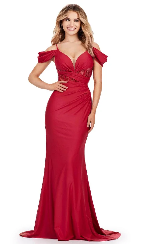 Chic plus size dresses for evenings drape perfectly -Ashley Lauren 11536 - Beaded Corset V-Neck Prom Gown