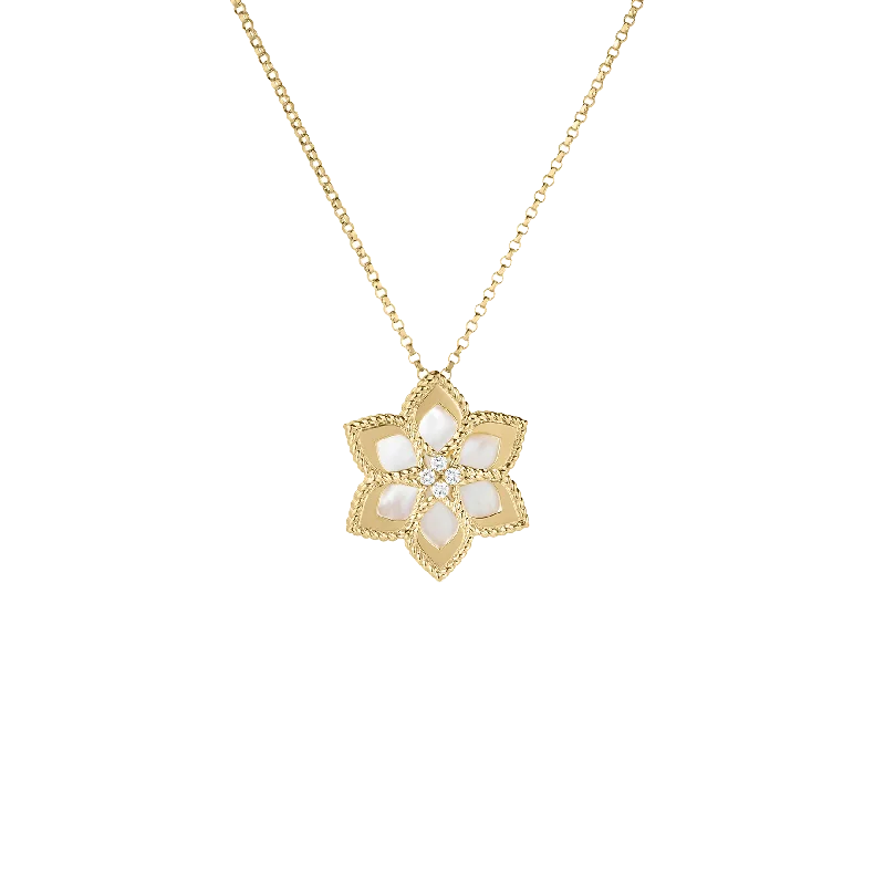 Necklaces and pendants with personalized charms for a custom piece of jewelry-Roberto Coin Vernazza Mother-of-Pearl and Diamond Daisy Pendant