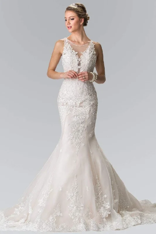 Plus size dresses with vibrant shades feel fun -Elizabeth K Bridal - GL2369 Lace Illusion Scoop Mermaid Bridal Gown