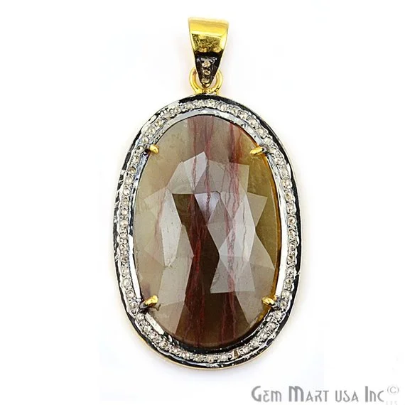 Necklaces and pendants with diamond pendants for a luxurious sparkling effect-Diamonds Wonder Sapphire 37x22mm Gold Vermeil Over Sterling Silver Pendant