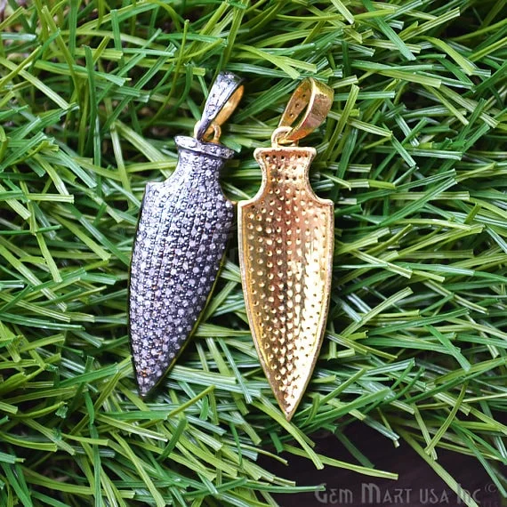 Best necklaces and pendants with statement designs for a fashionable accessory-Arrow Head Pave Diamond Charm Pendant, Gold Vermeil Necklace Charm Pendant