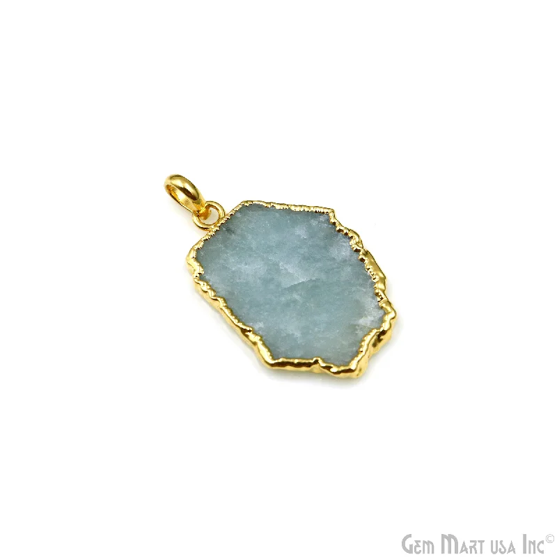 Best necklaces and pendants with opal and gold for a vibrant, luxurious contrast-Aquamarine Free Form shape 36x24mm Gold Electroplated Gemstone Single Bail Pendant