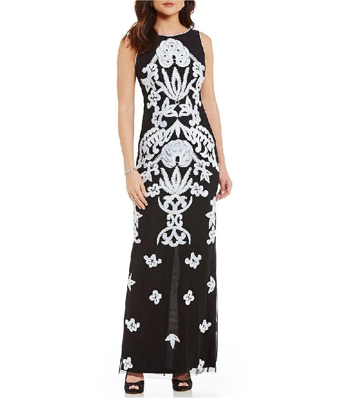 Plus size dresses with timeless cuts suit all -Adrianna Papell - AP1E200676 Embroidered Bateau Sheath Dress