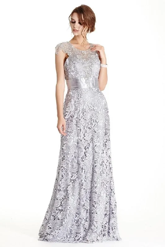 Plus size dresses with sturdy seams last long -Aspeed Design Cap Sleeve Floral Lace Mother of Bride Dress L1711