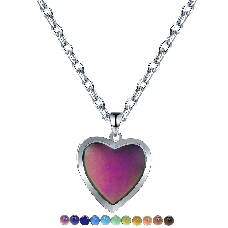 Necklaces and pendants with diamond pendants for a luxurious sparkling effect-Wholesale Stainless Steel Chain Love Photo Box Temperature Sensitive Color Changing Necklaces