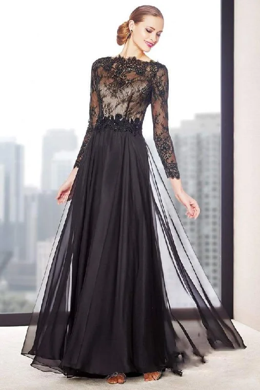 Plus size dresses for winter layer warmly -Alyce Paris Black Label Beaded Chiffon and Lace Evening Gown 29723