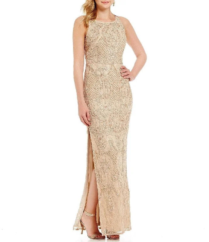 Plus size dresses for fuller busts fit perfectly -Aidan Mattox - MD1E200658 Ornate Embroidered Lace Gown