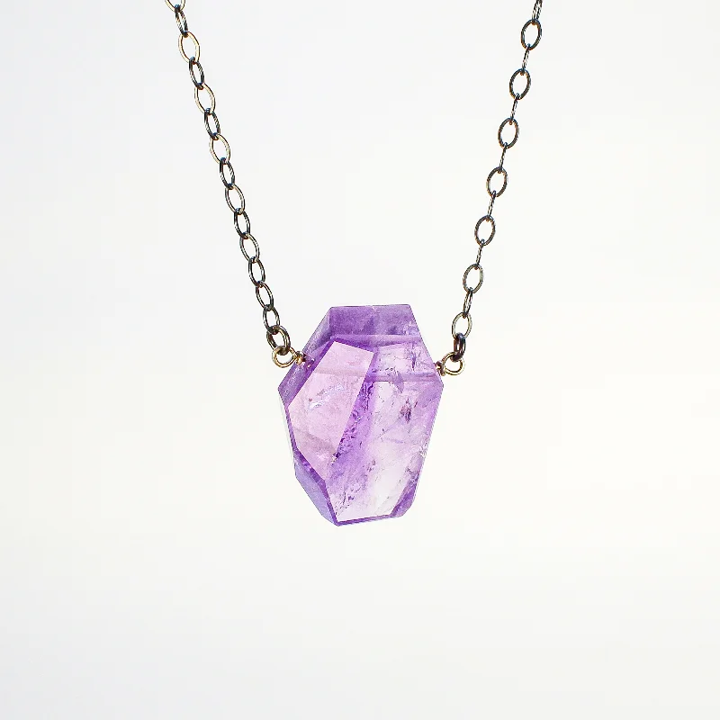 Best necklaces and pendants with turquoise stones for a vibrant boho-chic look-NEW! Geometric Amethyst on Sterling Silver Necklace by Rina Young