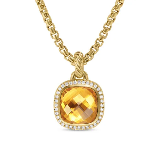 Best necklaces and pendants with infinity hearts for a romantic, eternal symbol-Albion Pendant in 18K Yellow Gold with Citrine and Diamonds, 11mm