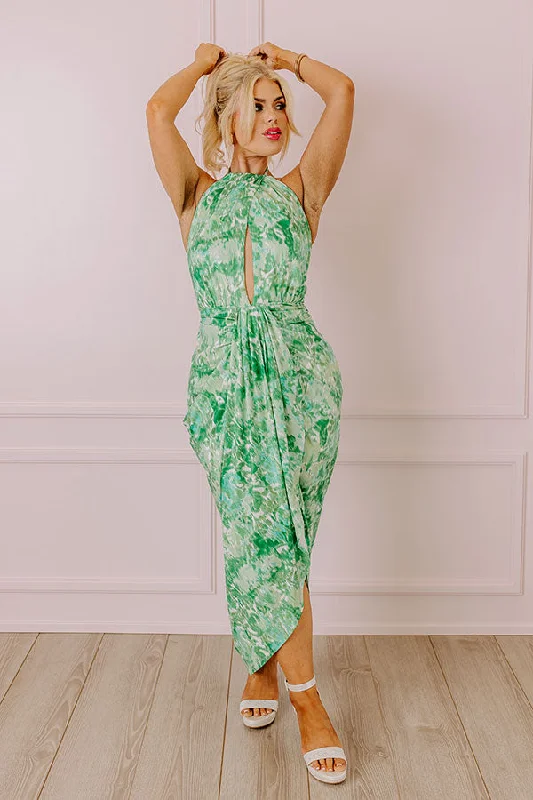 Plus size dresses with breathable layers stay airy -Margaritas and Chit Chat Midi in Green Curves