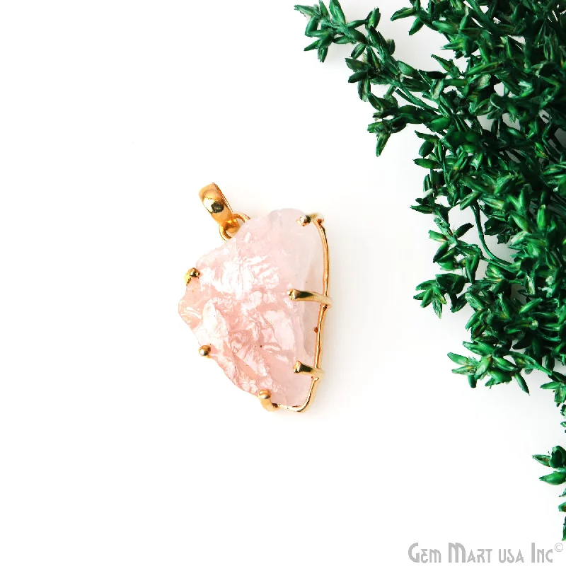 Personalized necklaces and pendants with initials for a customized and meaningful gift-Natural Morganite Organic 29x21mm Gold Plated Prong Setting Single Bail Gemstone Pendant