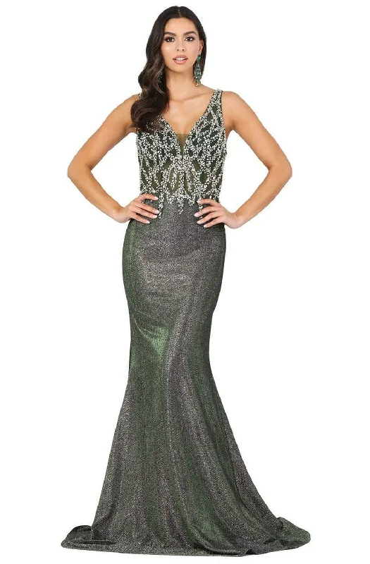 Plus size dresses with classic designs never fade -Dancing Queen - 2941 Embellished Bodice V Back Mermaid Prom Gown