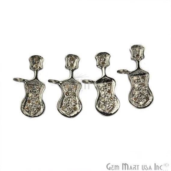 Personalized necklaces and pendants with name engravings for a custom touch-Guitar Shape Diamond Charms Pendant, 15x7mm 925 Sterling Silver Pave Charms Pendant