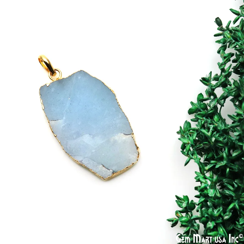 Necklaces and pendants with lotus flower designs for a spiritual, peaceful vibe-Amazonite Free Form shape 47x26mm Gold Electroplated Gemstone Single Bail Pendant