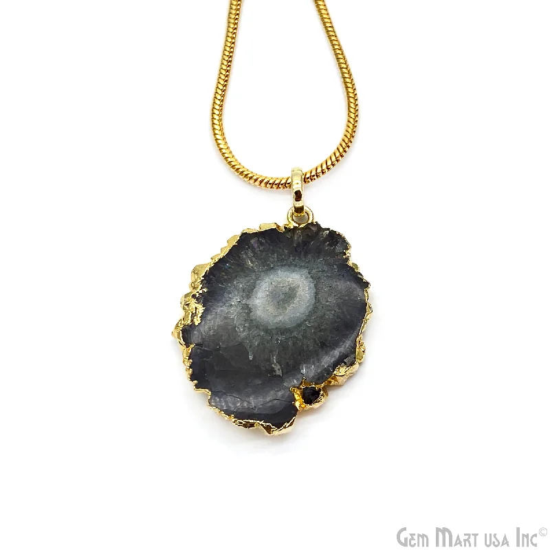 Best necklaces and pendants with zodiac signs for a celestial, astrology-inspired vibe-Smoky Stalactite Organic Shape 34x28mm Single Bail Gold Electroplated Pendant