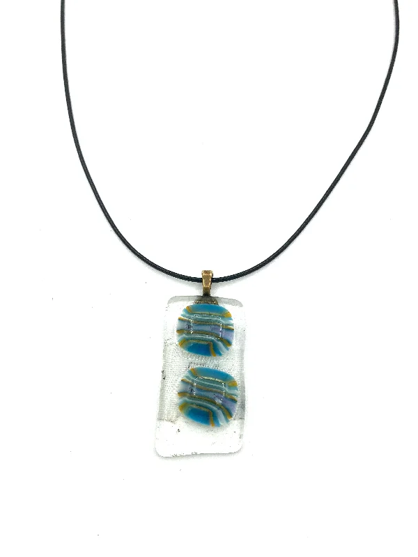 Best necklaces and pendants with zodiac signs for a celestial, astrology-inspired vibe-Necklace with Fused Glass Pendant, Small Pendant, Clear with Green Stripes