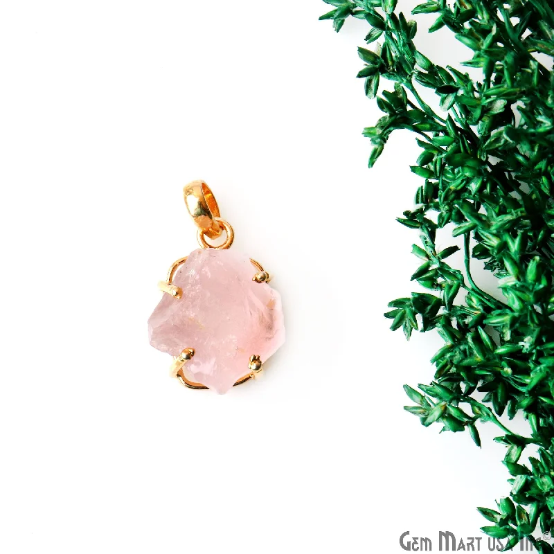 Best necklaces and pendants for everyday wear with minimalist designs-Natural Morganite Organic 25x18mm Gold Plated Prong Setting Single Bail Gemstone Pendant