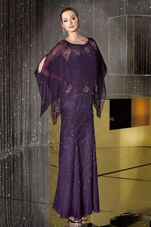 Plus size dresses for summer keep you cool -Alyce Paris 29088 Sheer Shawl Sequined Sheath Dress