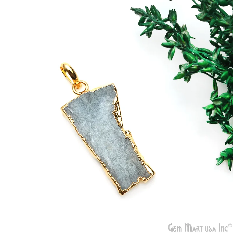 Best necklaces and pendants with intricate filigree for vintage-inspired elegance-Aquamarine Free Form shape 35x16mm Gold Electroplated Gemstone Single Bail Pendant