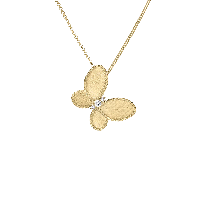 Personalized necklaces and pendants with name engravings for a custom touch-Roberto Coin Yellow Gold Diamond Butterfly Pendant